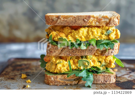 Egg salad sandwich on seed bread 113422869