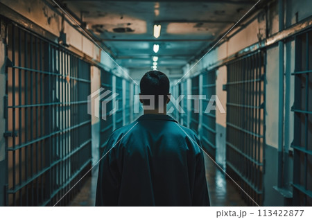 Prison corridor perspective 113422877