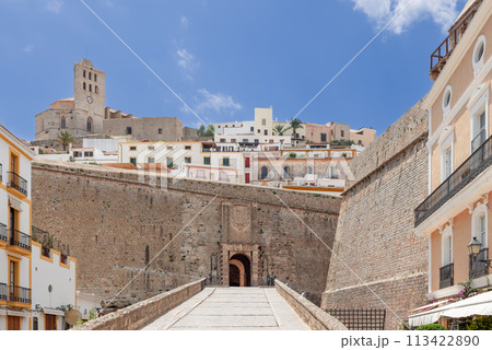 Main entrance through walls to Almudaina Castle in old town Eivissa, Ibiza, Spain Main entrance through walls to Almudaina Castle in old town Eivissa, Ibiza, Spain 113422890