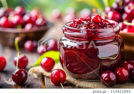 Homemade cherry jam Homemade cherry jam 113422893