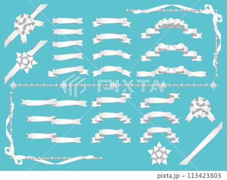 リボン縁セット1-7B白マット 113423803