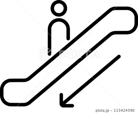 下りを表すエスカレーターのアイコン 113424390