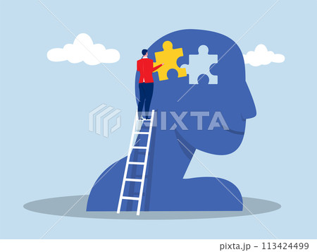 psychological help and support,man people putting puzzle pieces of person head people treating personality disorder National Mental Health awarenessconcept psychological help and support,man people putting puzzle pieces of person head people treating personality disorder National Mental Health awarenessconcept 113424499