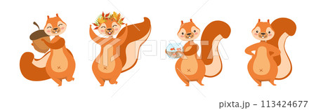 Funny Squirrel Animal with Bushy Tail Engaged in Different Activity Vector Set Funny Squirrel Animal with Bushy Tail Engaged in Different Activity Vector Set 113424677