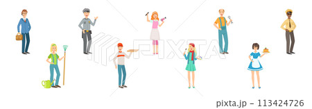 Young Man and Woman of Different Profession in Uniform Vector Set Young Man and Woman of Different Profession in Uniform Vector Set 113424726