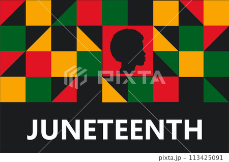 Juneteenth celebration abstract banner. African American people freedom day. Observed annually on June 19. 113425091