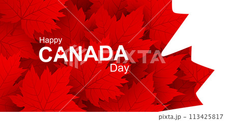 Canada day 1st of july banner design of maple leaves on white background Vector illustration 113425817