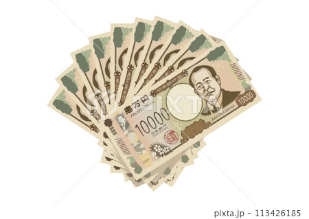 新紙幣　新一万円札　10万円　扇状に広げた札束　渋沢栄一 113426185