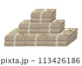 新紙幣　新一万円札　帯封　積み重ねた札束　積まれた札束　渋沢栄一 113426186