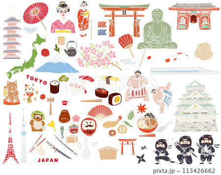 日本の手書きイラスト(東アジア、旅行、文化、観光) 日本の手書きイラスト(東アジア、旅行、文化、観光) 113426662