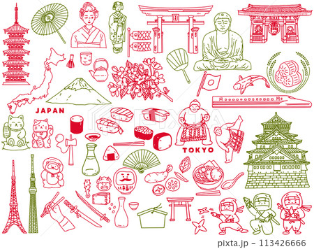 日本の手書きイラスト(東アジア、旅行、文化、観光) 日本の手書きイラスト(東アジア、旅行、文化、観光) 113426666