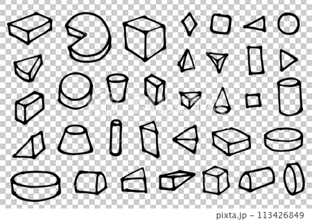 手描きのアウトライン立方体ベクターイラストセット 手描きのアウトライン立方体ベクターイラストセット 113426849