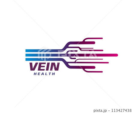Vein health icon for vascular surgery or medical clinic, vector emblem. Vein health icon of blood artery vessels for cardiovascular therapy or capillary healthcare and vitamin nutrition or cardiology 113427438