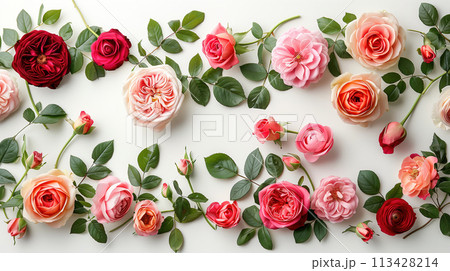 A Bunch of Flowers Laying on a Table 113428214