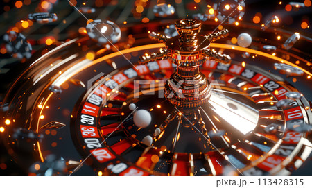 Crowned Casino Wheel Spinning 113428315