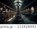 Production line at old dark factory 113428493