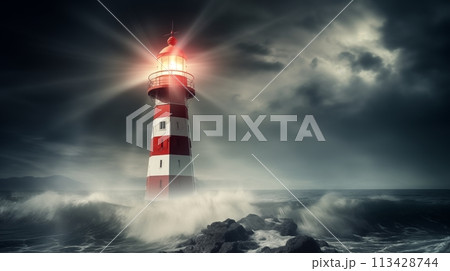 lighthouse for sending out emergency flare signals at sea. Important help signals.AI Generated 113428744