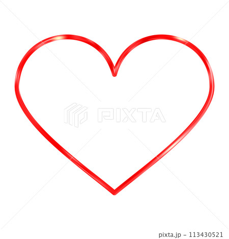 Thin gold heart frame. Golden realistic heart border. Luxury symbol of love. 113430521