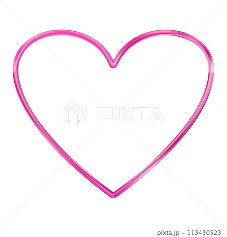 Red Heart frame. Realistic thin frame icon. 3d Luxury symbol of love. 113430523