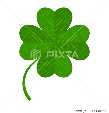 Flat shamrock icon. Clover four leaves logo. Green floral symbol. 113430544