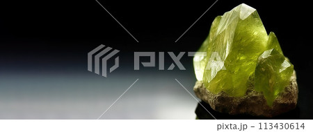 Idocrase Vesuvianite is rare precious natural stone on black background. AI generated. Header banner mockup with space. Idocrase Vesuvianite is rare precious natural stone on black background. AI generated. Header banner mockup with space. 113430614