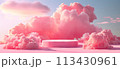Background podium pink 3d product, sky platform display 113430961