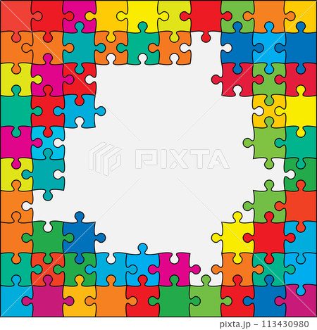 Vector frame background made color pieces puzzl…