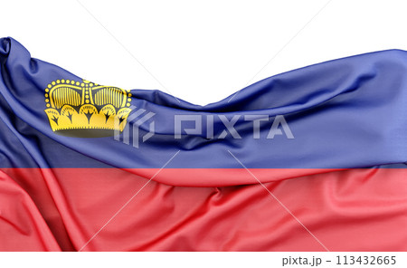 Flag of Liechtenstein isolated on white background with copy space above. 3D rendering Flag of Liechtenstein isolated on white background with copy space above. 3D rendering 113432665