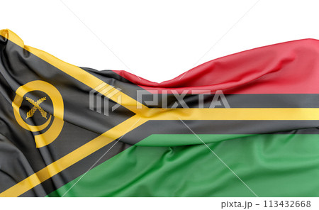 Flag of Vanuatu isolated on white background with copy space above. 3D rendering 113432668