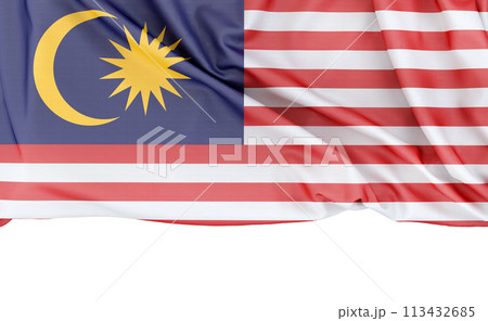 Flag of Malaysia isolated on white background with copy space below. 3D rendering 113432685