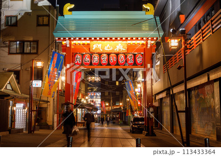 「東京都」夜の浅草寺 奥山門 113433364