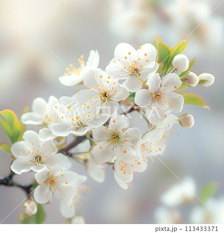 branch of a blossoming apple tree close-up, stock photo, in the style of light pink and dark indigo, minimalistic sketches of nature. Generative AI. branch of a blossoming apple tree close-up, stock photo, in the style of light pink and dark indigo, minimalistic sketches of nature. Generative AI. 113433371