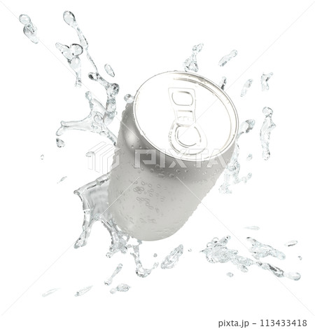 The can and water splash for drink or advertising concept 3d rendering. The can and water splash for drink or advertising concept 3d rendering. 113433418