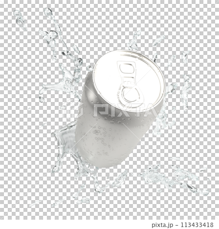 The can and water splash for drink or advertising concept 3d rendering. The can and water splash for drink or advertising concept 3d rendering. 113433418