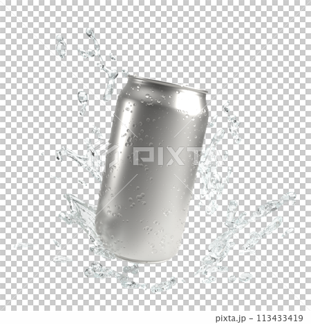 The can and water splash for drink or advertising concept 3d rendering. The can and water splash for drink or advertising concept 3d rendering. 113433419