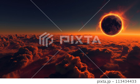 Witness a solar eclipse emerging in the sky...のイラスト素材 [113434433] - PIXTA