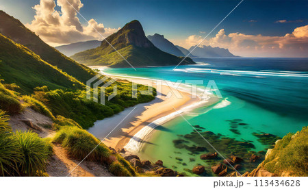 海のある風景・夏｜著作権問題クリアadobeAI画像編集 113434628