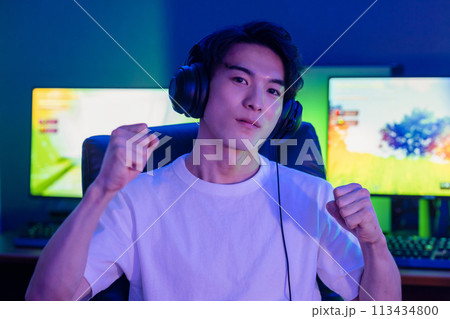 ゲームを楽しむ男性 113434800