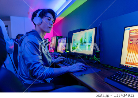 ゲームを楽しむカップル ゲームを楽しむカップル 113434912