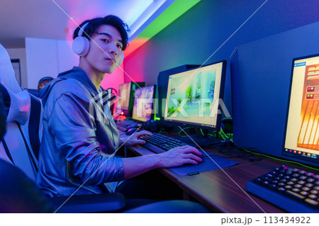 ゲームを楽しむ男性 113434922