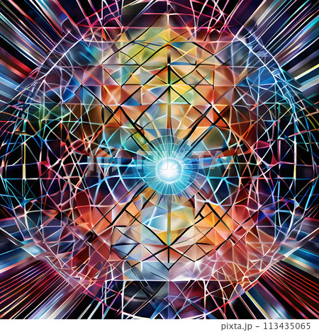 A vibrant, abstract design creating a kaleidoscopic effect. 113435065