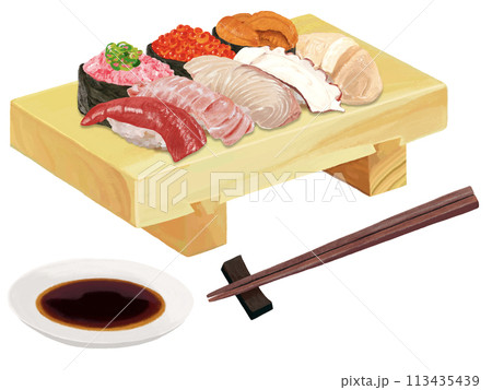 お寿司セット（寿司下駄、箸、醤油皿付き） 113435439