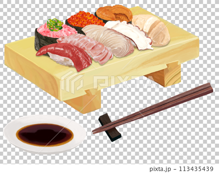 お寿司セット（寿司下駄、箸、醤油皿付き） 113435439