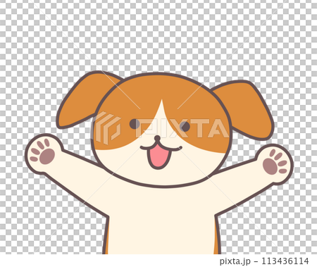 Smiling dog with arms raised Smiling dog with arms raised 113436114