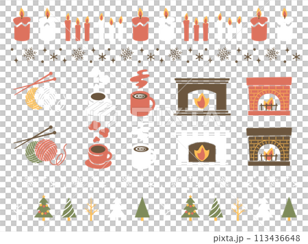 冬のイメージのイラストセット 113436648