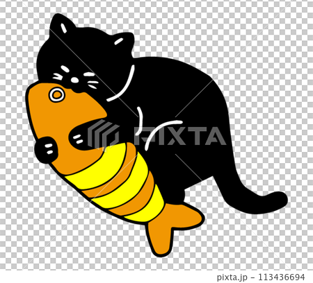 Cat playing with kick toy 113436694