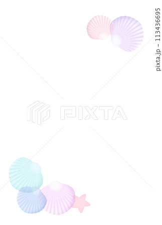 貝殻のポストカード（パステルカラー）E-1  PNG 113436695