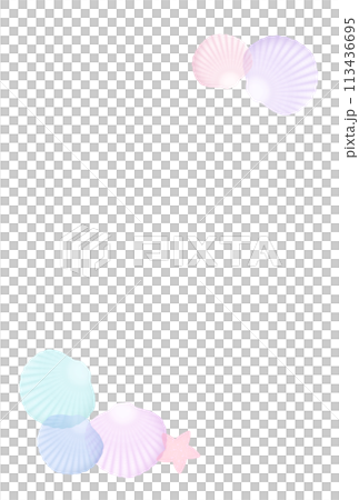貝殻のポストカード（パステルカラー）E-1  PNG 113436695