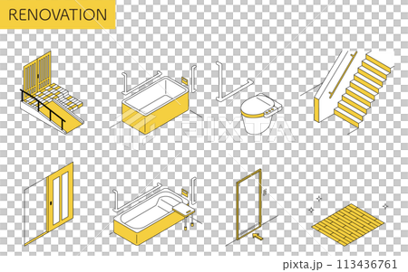 家居裝修、護理裝修符合護理保險和補貼條件,簡單的等軸圖 家居裝修、護理裝修符合護理保險和補貼條件,簡單的等軸圖 113436761