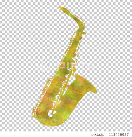 帶有薩克斯風剪影的插圖 帶有薩克斯風剪影的插圖 113436927